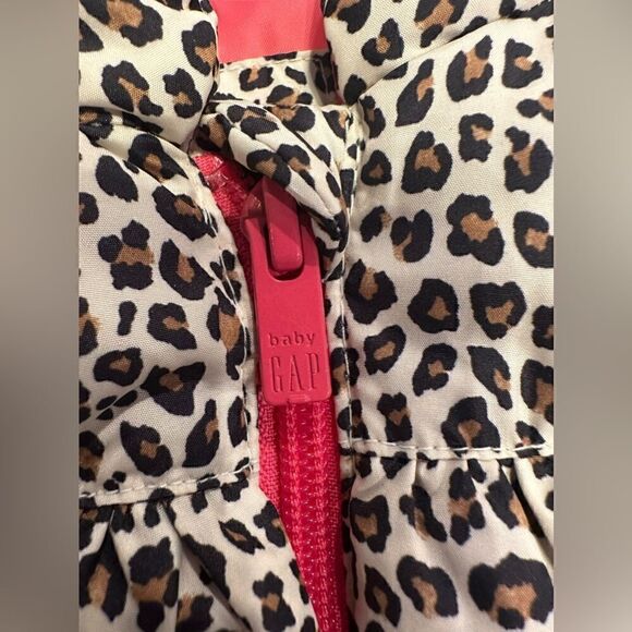BabyGAP | Baby Toddler Girls 6-12 Month Puffer Vest Leopard Print Hot Pink Tan - Picture 8 of 10